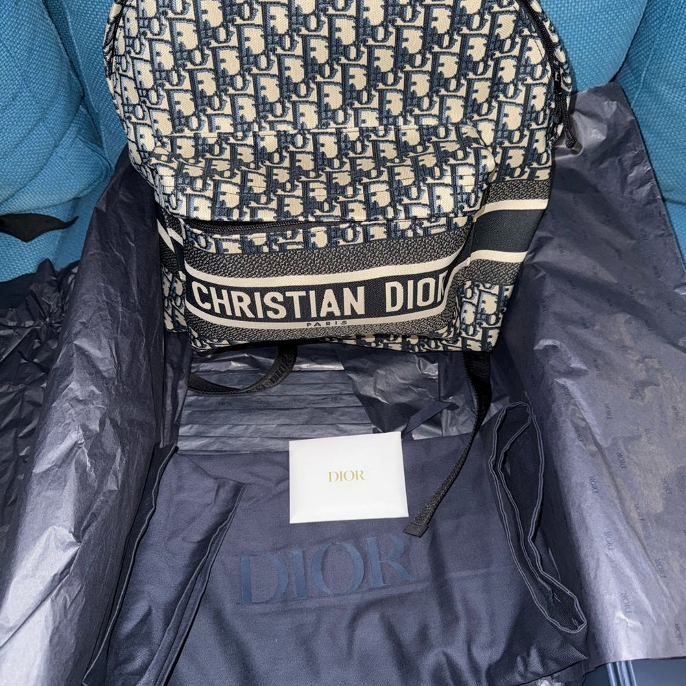 Dior Black and White Monogram Backpack